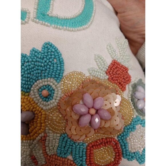 Bunny Tales Decorative Pillow With Embroidered/Beaded Message "Our Nest Is Bless - Picture 5 of 7